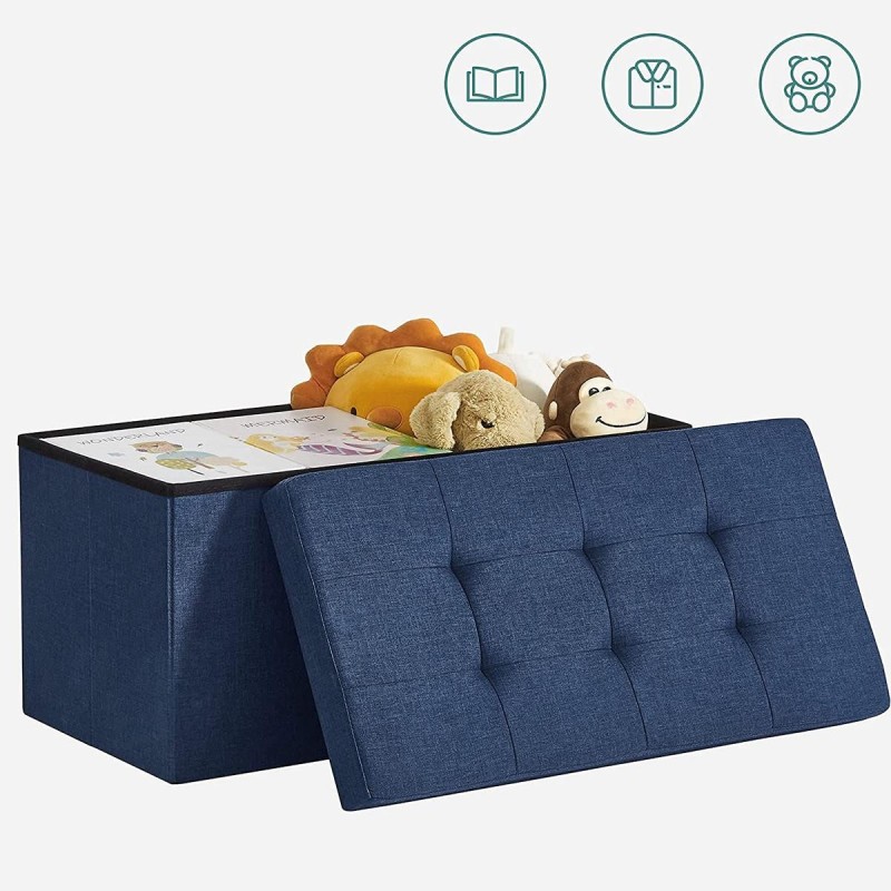 Banco con Almacenaje ENOCK, en Madera y Tela, color Gris Oscuro