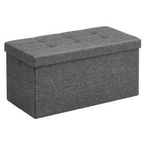Banco con Almacenaje ENOCK, en Madera y Tela, color Gris Oscuro