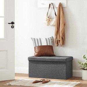 Banco con Almacenaje ENOCK, en Madera y Tela, color Gris Oscuro