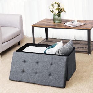 Banco con Almacenaje ENOCK, en Madera y Tela, color Gris Oscuro