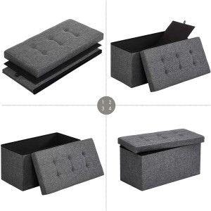Banco con Almacenaje ENOCK, en Madera y Tela, color Gris Oscuro