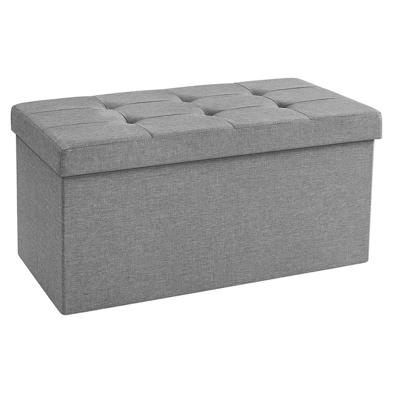 Banco con Almacenaje ENOCK, en Madera y Tela, color Gris Oscuro