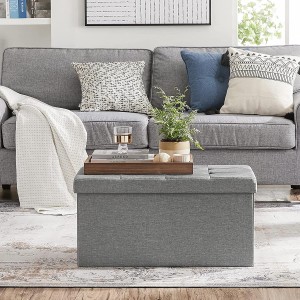 Banco con Almacenaje ENOCK, en Madera y Tela, color Gris Oscuro