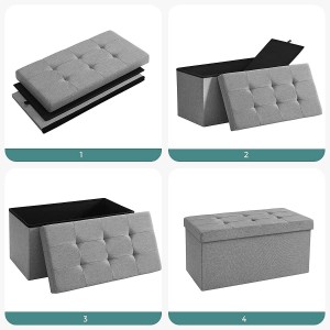 Banco con Almacenaje ENOCK, en Madera y Tela, color Gris Oscuro