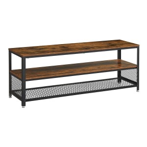 Estantería Baja KADEN, en Metal y Madera, color Negro y Marrón Oscuro