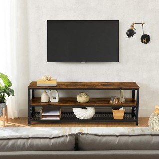 Estantería Baja KADEN, en Metal y Madera, color Negro y Marrón Oscuro 2
