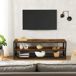 Estantería Baja KADEN, en Metal y Madera, color Negro y Marrón Oscuro