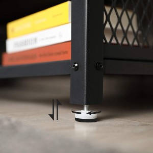Estantería Baja KADEN, en Metal y Madera, color Negro y Marrón Oscuro