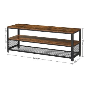 Estantería Baja KADEN, en Metal y Madera, color Negro y Marrón Oscuro