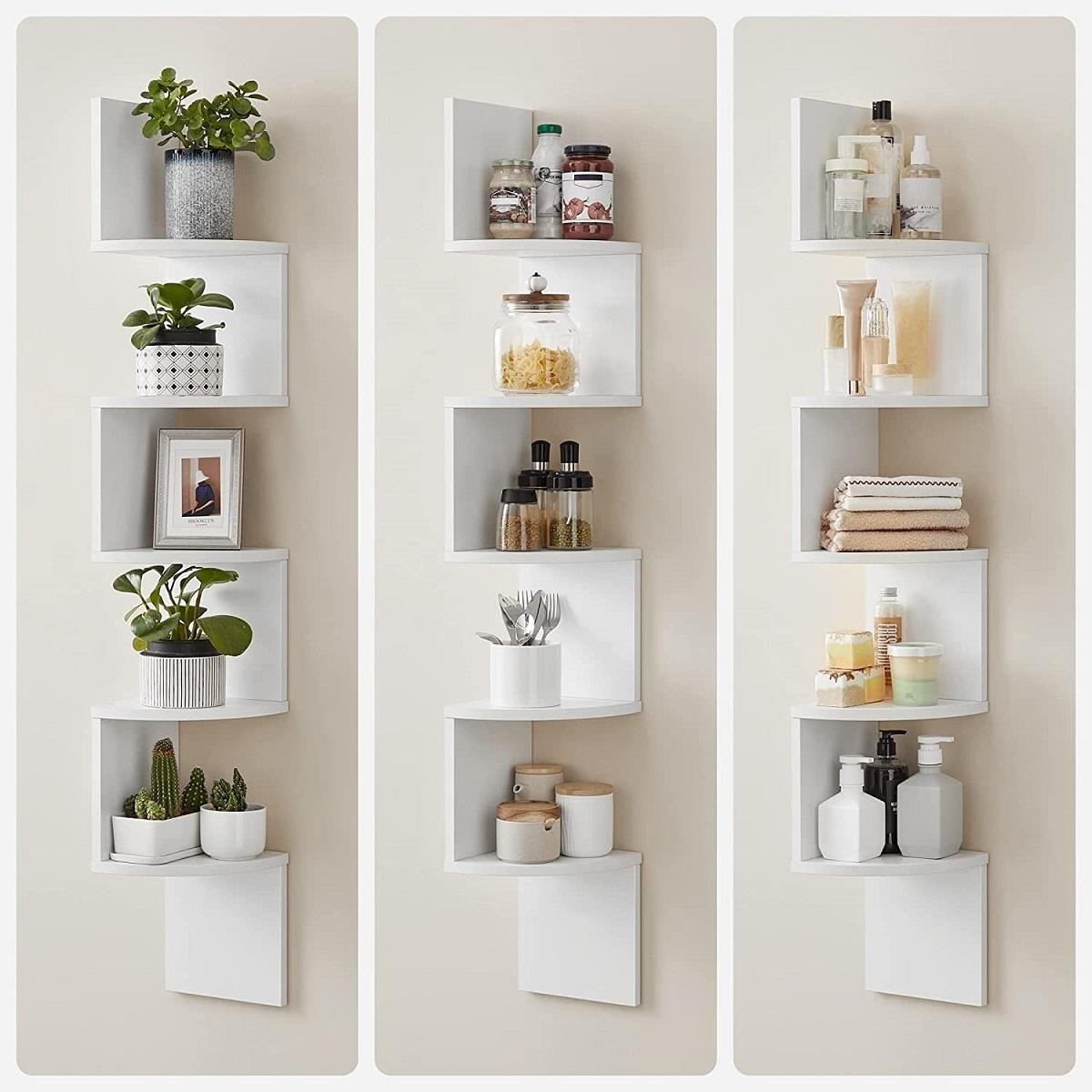 Estantería de pared LINSDAY, 20x20x127,5 cm, Diseño Moderno y Sofisticado, en Madera color Negro
