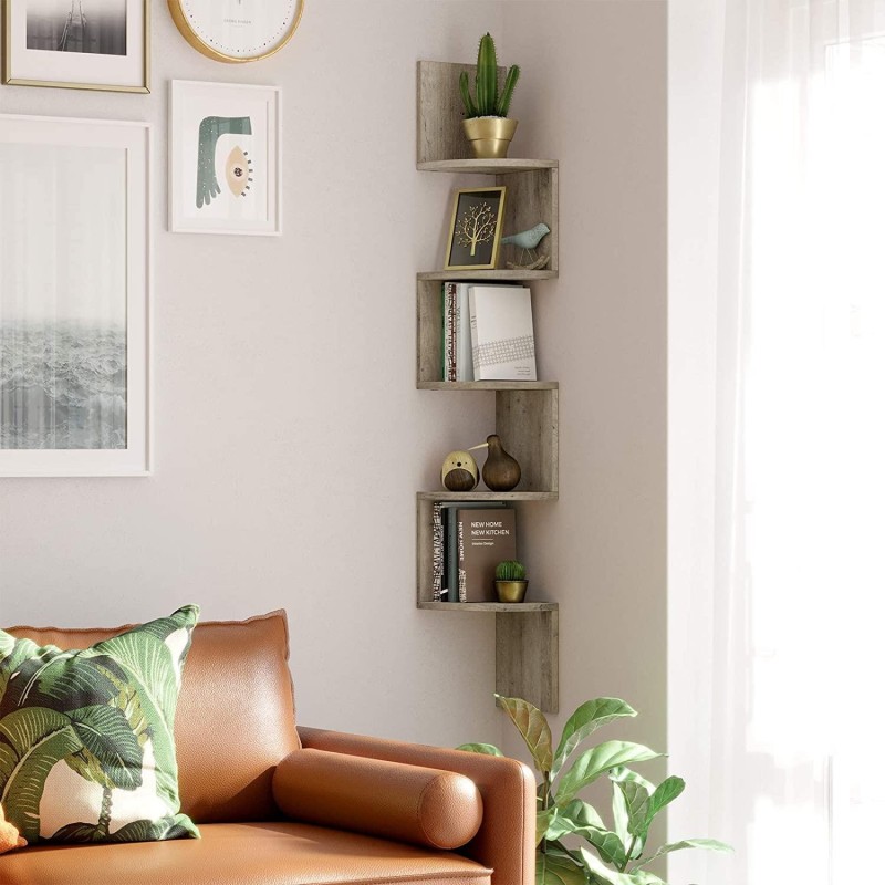 Estantería de pared LINSDAY, Diseño Moderno, en Madera color Negro