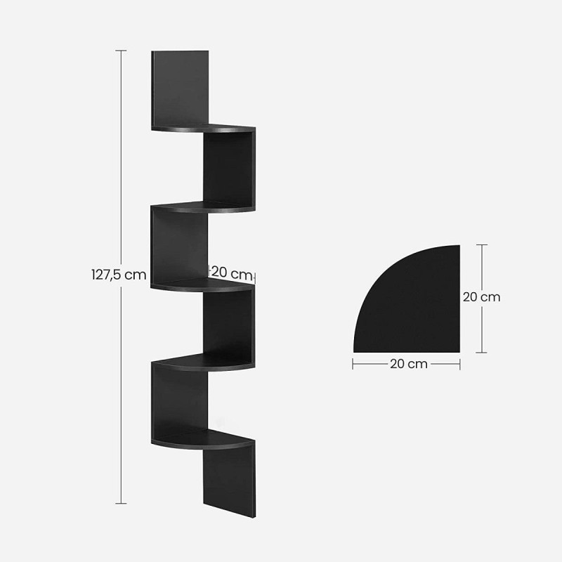 Estantería de pared LINSDAY, Diseño Moderno, en Madera color Negro