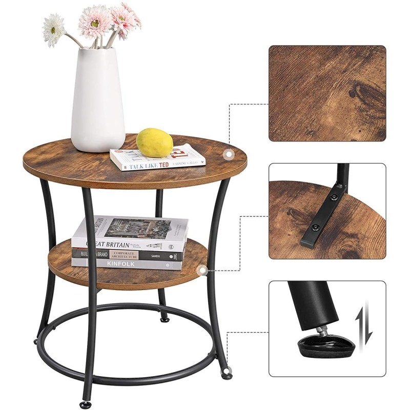 Mesa Auxiliar EUXY, en Madera y Metal, color Marrón