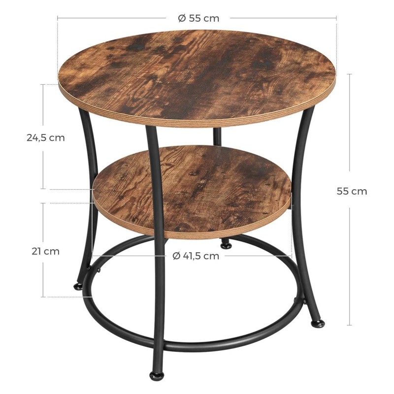 Mesa Auxiliar EUXY, en Madera y Metal, color Marrón