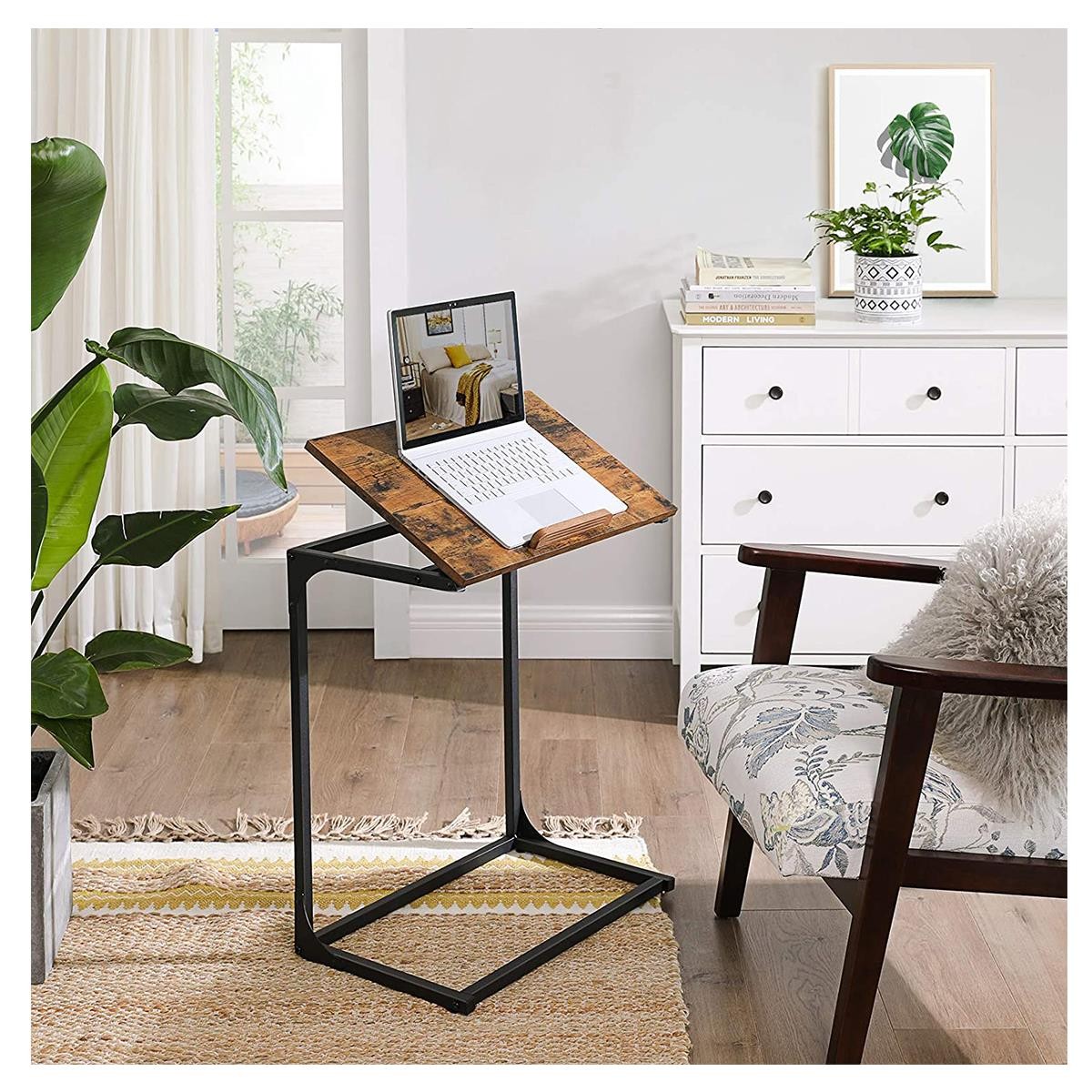 Escritorio Plegable LINED, Dimensiones 55x35x66 cm, en Metal y Madera color Nogal