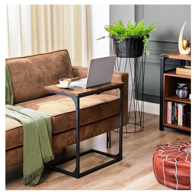 Mesa de escritorio plegable LINED, diseño moderno e industrial, en Metal y Madera color marrón