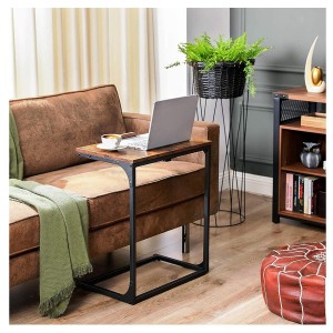 Mesa de escritorio plegable LINED, diseño moderno e industrial, en Metal y Madera color marrón