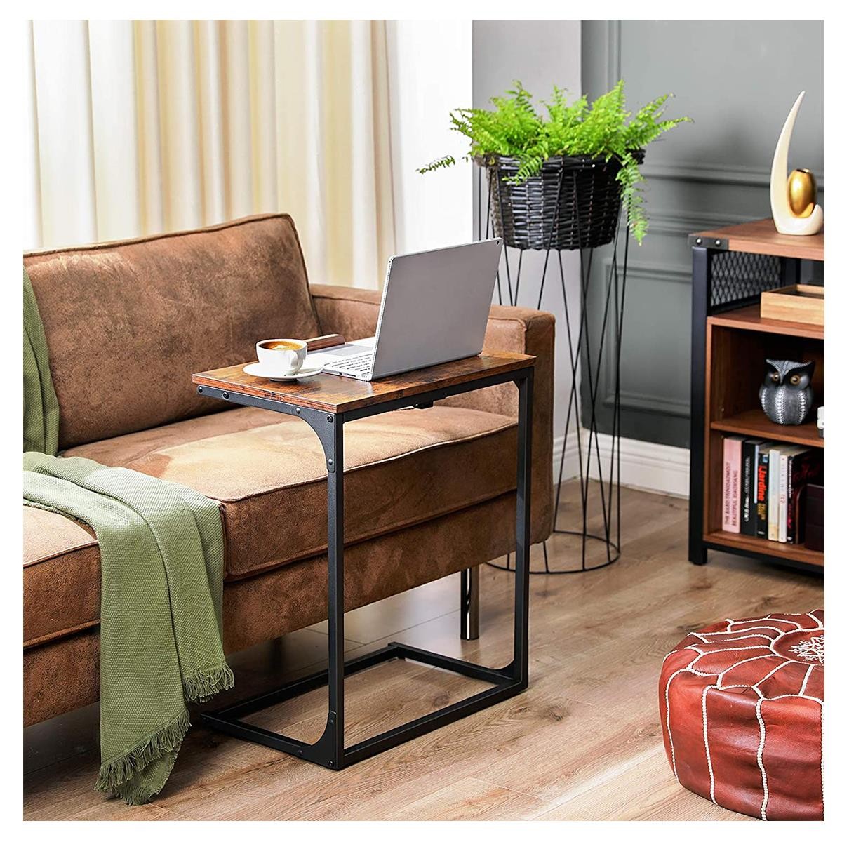 Escritorio Plegable LINED, Dimensiones 55x35x66 cm, en Metal y Madera color Nogal