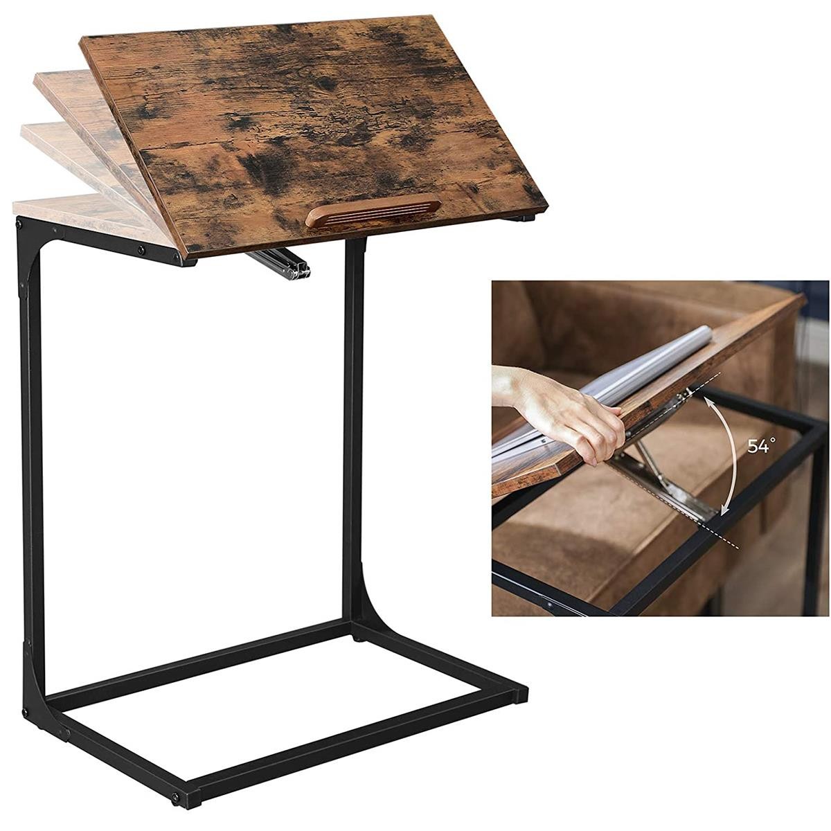 Escritorio Plegable LINED, Dimensiones 55x35x66 cm, en Metal y Madera color Nogal