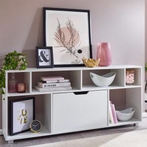Estantería de diseño DREW, Estilo único, en Madera color Blanco