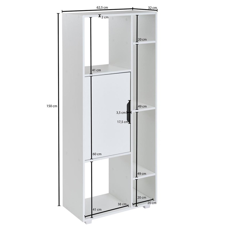 Estantería de diseño DREW, Estilo único, en Madera color Blanco