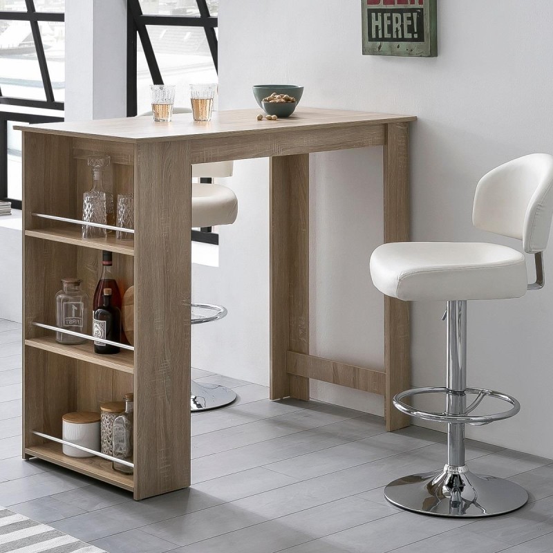 Mesa de Oficina con estantes YOLI, Diseño moderno, en madera color blanco