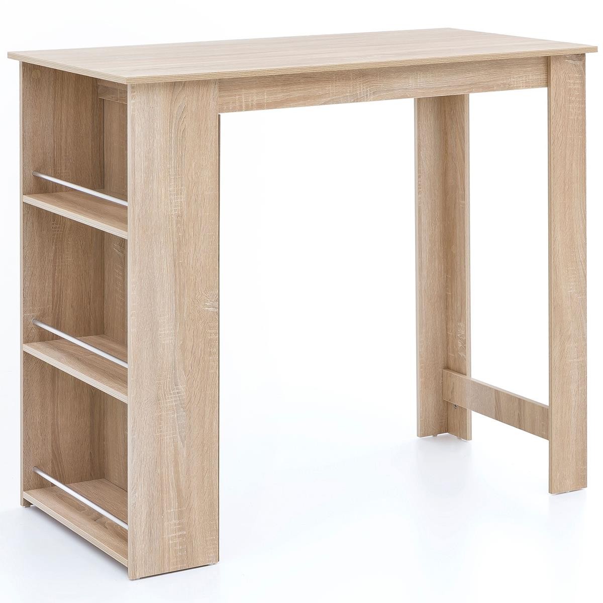 Mesa de Oficina YOLI, 120x60x107,5 cm, con Estantes, en Madera color Blanco
