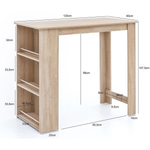 Mesa de Oficina con estantes YOLI, Diseño moderno, en madera color blanco