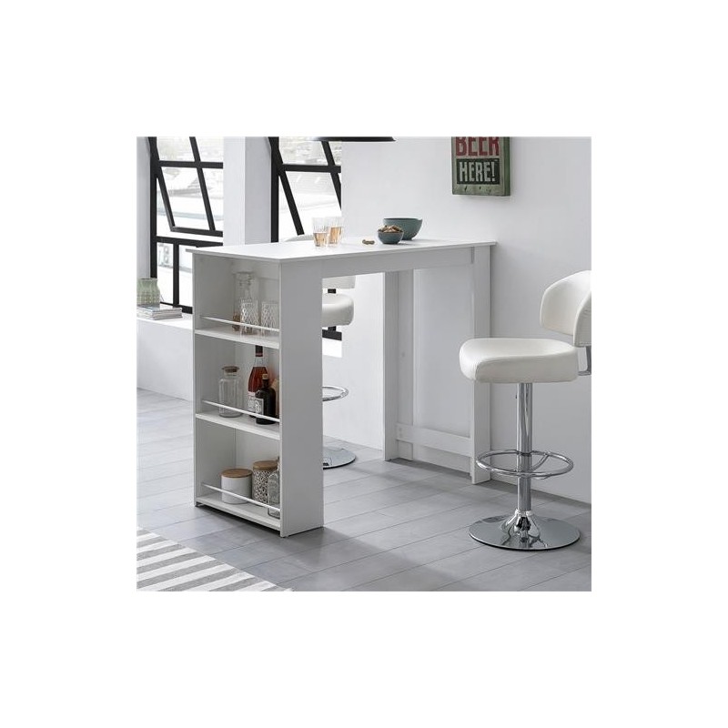 Mesa de Oficina con estantes YOLI, Diseño moderno, en madera color blanco