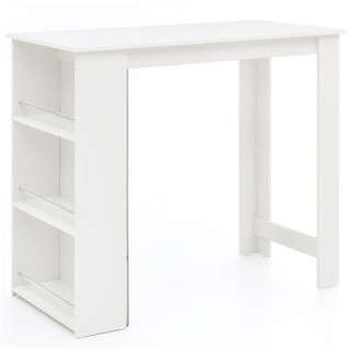 Mesa de Oficina con estantes YOLI, Diseño moderno, en madera color blanco 2