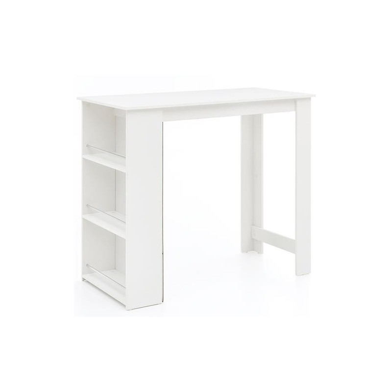 Mesa de Oficina con estantes YOLI, Diseño moderno, en madera color blanco