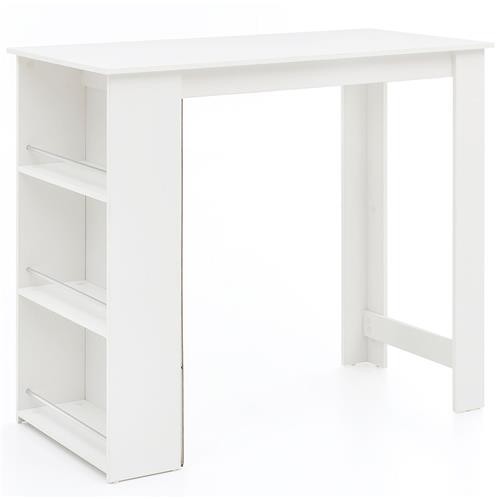 Mesa de Oficina YOLI, 120x60x107,5 cm, con Estantes, en Madera color Blanco