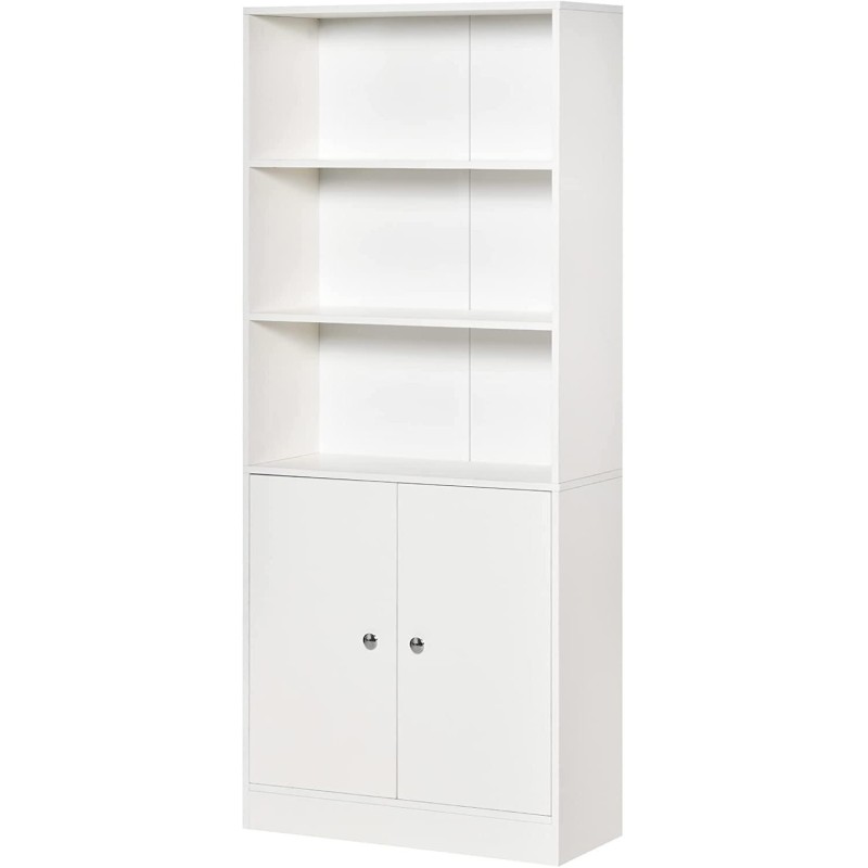 Estantería con Armario CLARA, Diseño Moderno, en Madera color Blanco