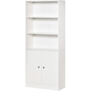 Estantería con Armario CLARA, Diseño Moderno, en Madera color Blanco