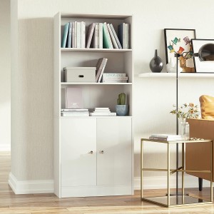 Estantería con Armario CLARA, Diseño Moderno, en Madera color Blanco