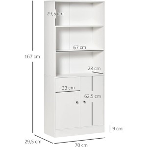 Estantería con Armario CLARA, Diseño Moderno, en Madera color Blanco