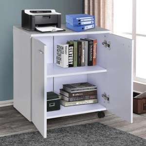 Armario auxiliar con Ruedas ORLEANS en Madera color Blanco