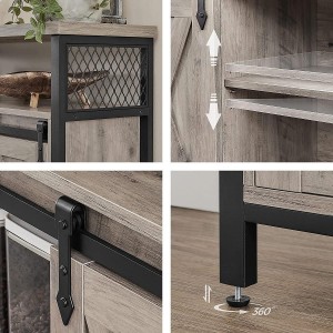 Armario ALYS, en Metal y Madera, color Negro y Marrón Oscuro
