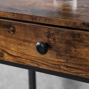 Mesa consola con cajones ELKE, en Metal y Madera, color Marrón Oscuro