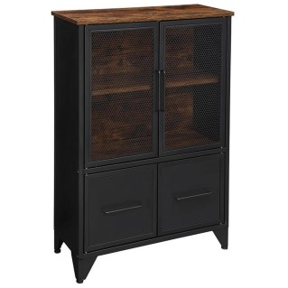 Armario TONGA, en Metal y Madera, color Negro y Marrón Oscuro 2