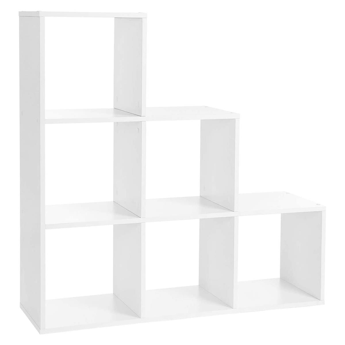 Estantería CHANTAL, 97,5x29 cm, Diseño Moderno, 6 Estantes, en Madera color Blanco