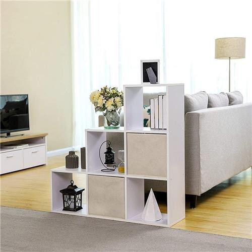 Estantería CHANTAL, 97,5x29 cm, Diseño Moderno, 6 Estantes, en Madera color Blanco