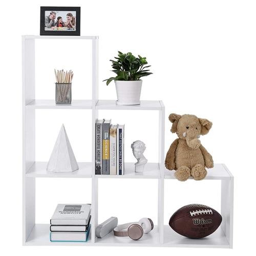 Estantería CHANTAL, 97,5x29 cm, Diseño Moderno, 6 Estantes, en Madera color Blanco