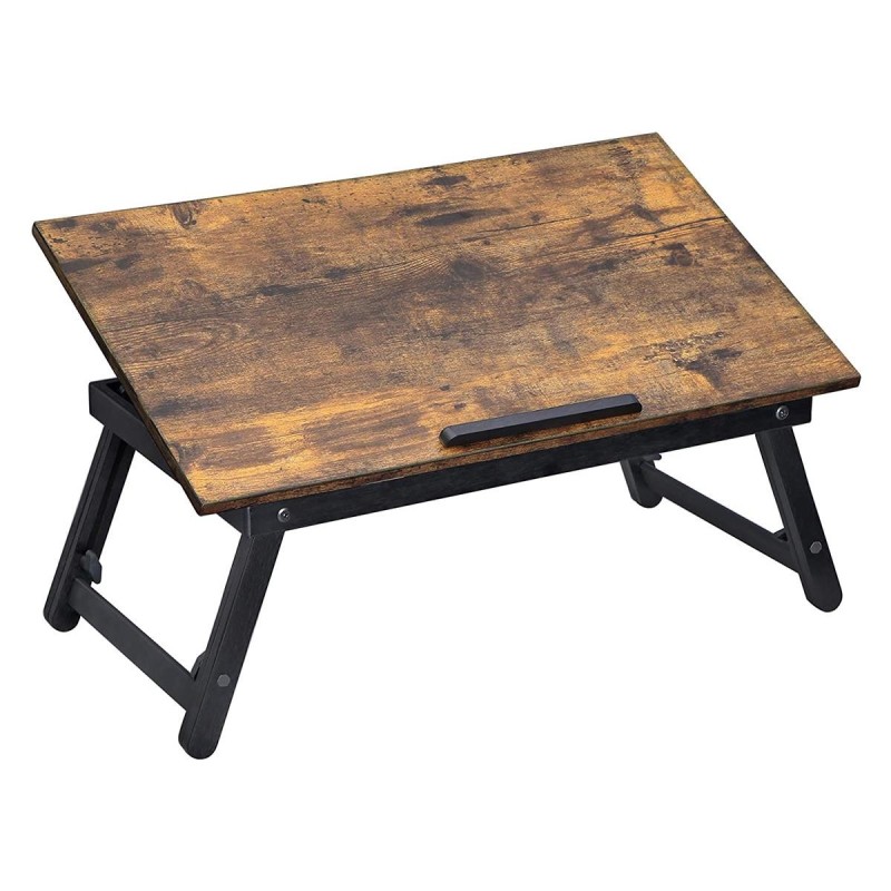 Mesa Auxiliar para Ordenador Portátil TORBY en Madera color Negro y Marrón Oscuro