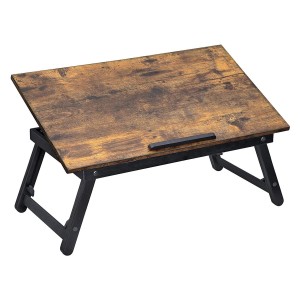 Mesa Auxiliar para Ordenador Portátil TORBY en Madera color Negro y Marrón Oscuro
