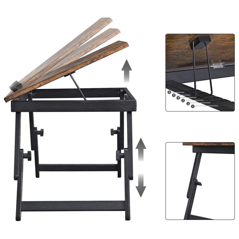Mesa Auxiliar para Ordenador Portátil TORBY en Madera color Negro y Marrón Oscuro