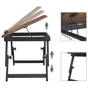 Mesa Auxiliar para Ordenador Portátil TORBY en Madera color Negro y Marrón Oscuro