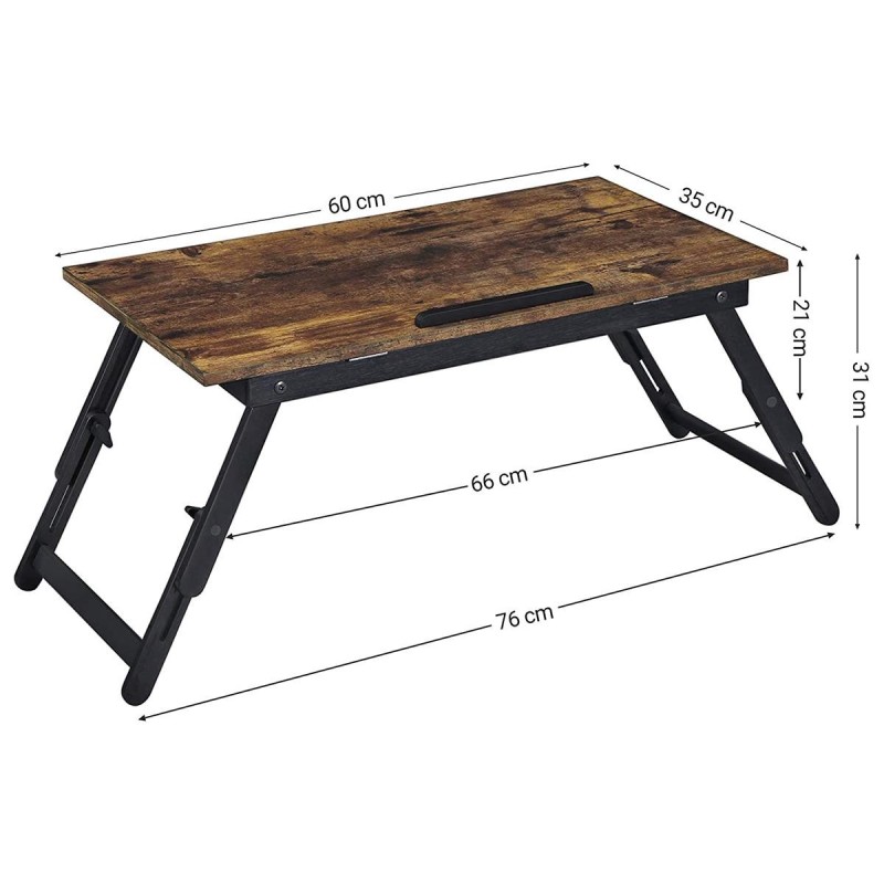 Mesa Auxiliar para Ordenador Portátil TORBY en Madera color Negro y Marrón Oscuro