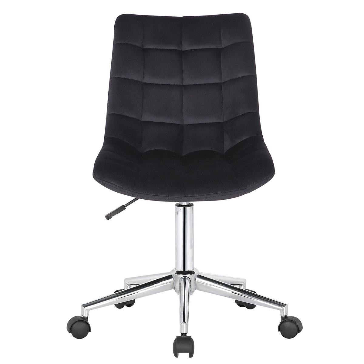 Silla de Oficina SAMMY, Exclusivo Diseño, Base Metálica, en Terciopelo color Negro