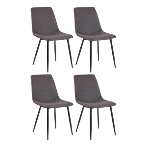 Lote de 4 Sillas de Confidente GALLES en Tela color Negro
